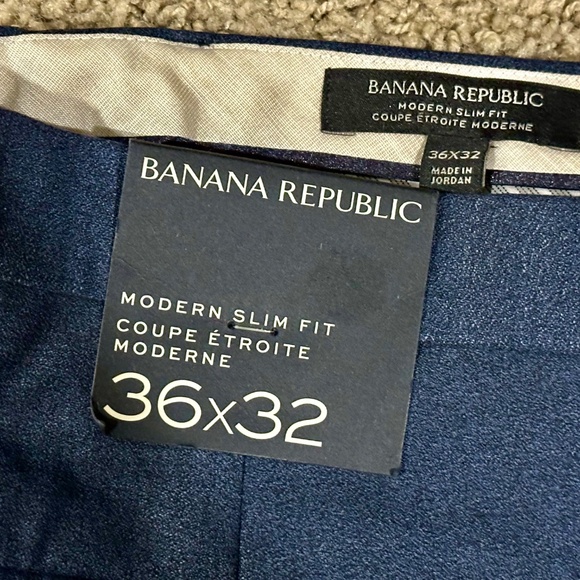 NWT Men's BANANA REPUBLIC Blue Wool Flannel Dress Pants Modern Slim Fit 36x32 - Picture 2 of 2